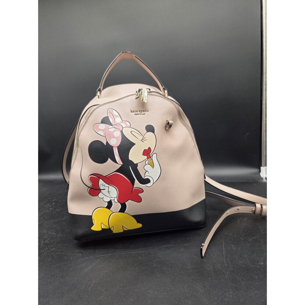 Kate Spade x Disney Minnie Mouse Medium Black and Pink Backpack - Picture 2 of 16